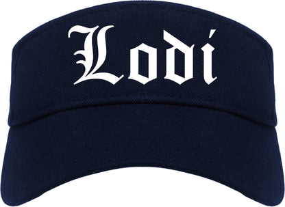 Lodi New Jersey NJ Old English Mens Visor Cap Hat Navy Blue