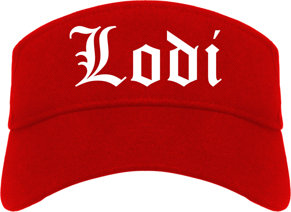 Lodi New Jersey NJ Old English Mens Visor Cap Hat Red
