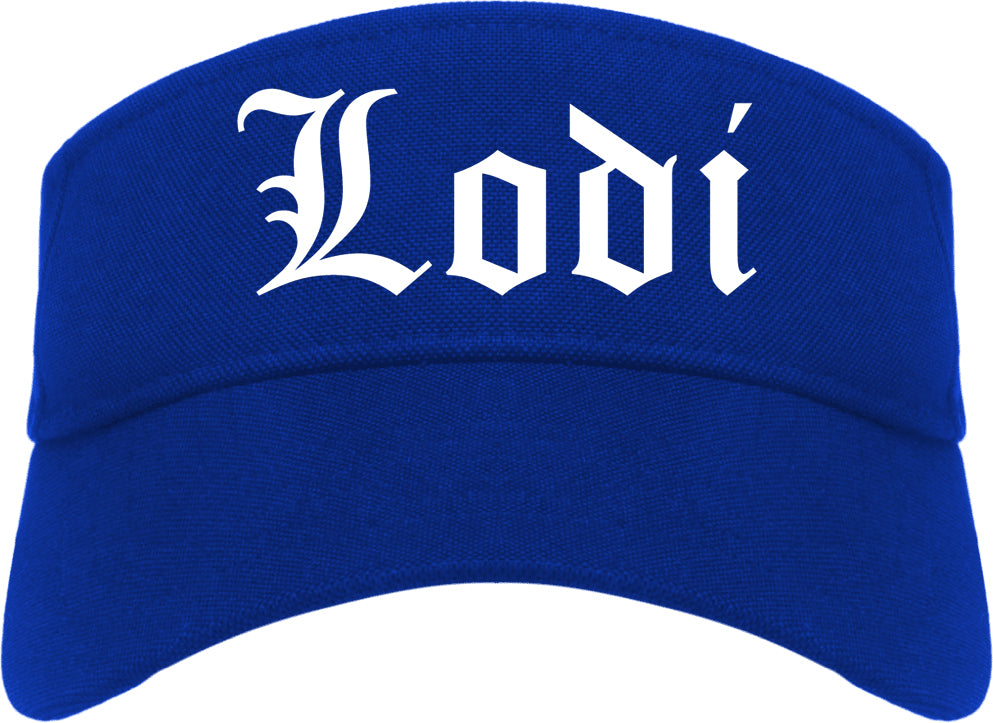 Lodi New Jersey NJ Old English Mens Visor Cap Hat Royal Blue
