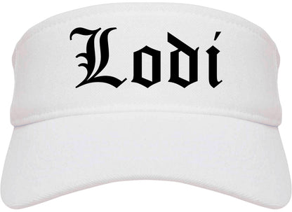 Lodi New Jersey NJ Old English Mens Visor Cap Hat White