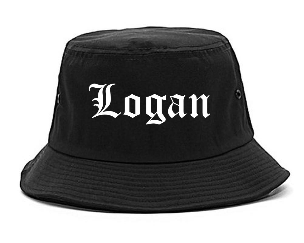 Logan Ohio OH Old English Mens Bucket Hat Black