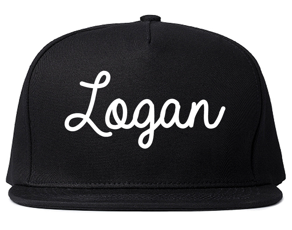 Logan Ohio OH Script Mens Snapback Hat Black