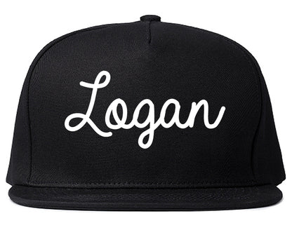 Logan Ohio OH Script Mens Snapback Hat Black