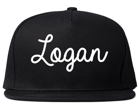 Logan Ohio OH Script Mens Snapback Hat Black