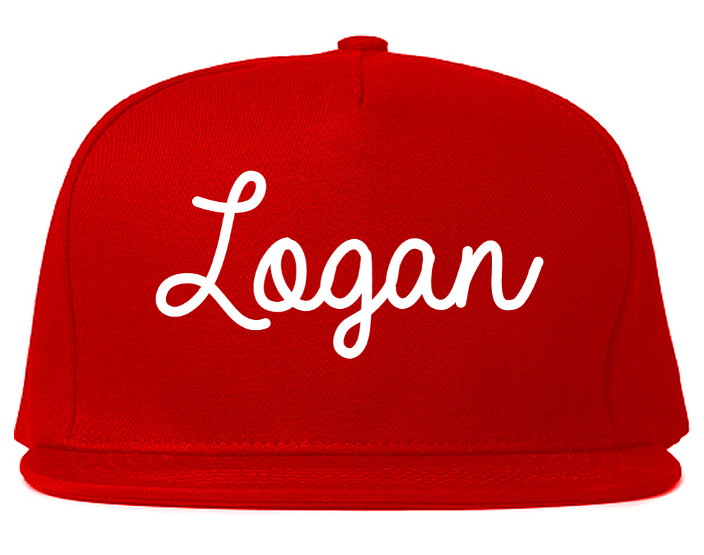 Logan Ohio OH Script Mens Snapback Hat Red