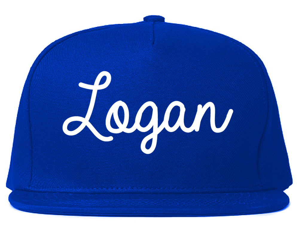 Logan Ohio OH Script Mens Snapback Hat Royal Blue