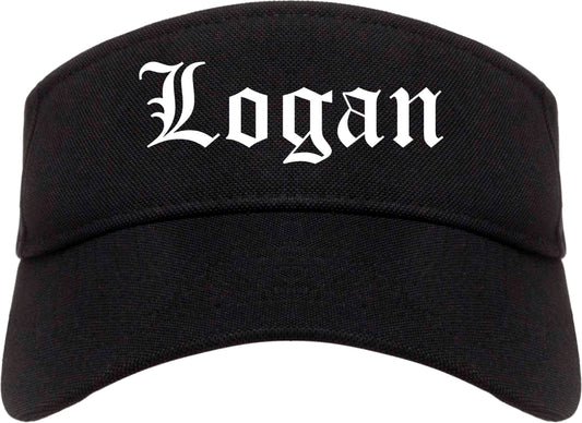 Logan Ohio OH Old English Mens Visor Cap Hat Black