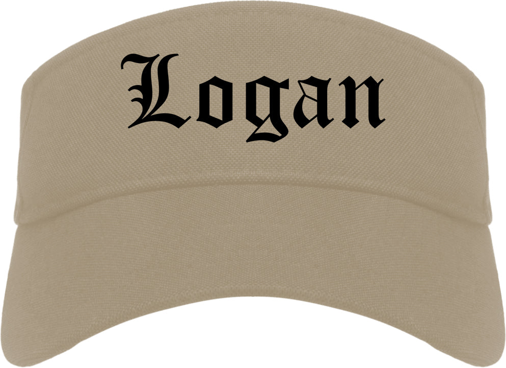 Logan Ohio OH Old English Mens Visor Cap Hat Khaki