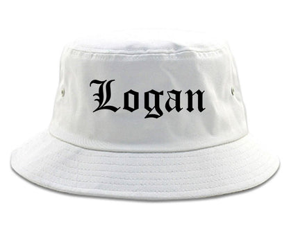 Logan Ohio OH Old English Mens Bucket Hat White