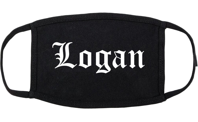 Logan Utah UT Old English Cotton Face Mask Black
