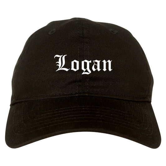 Logan Utah UT Old English Mens Dad Hat Baseball Cap Black