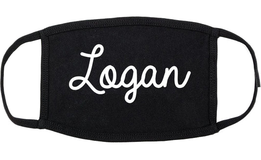 Logan Utah UT Script Cotton Face Mask Black