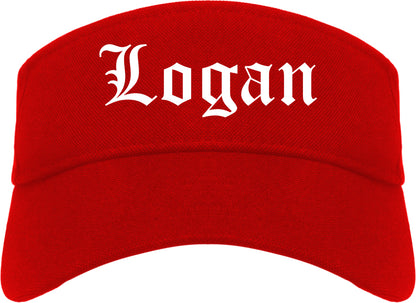 Logan Utah UT Old English Mens Visor Cap Hat Red