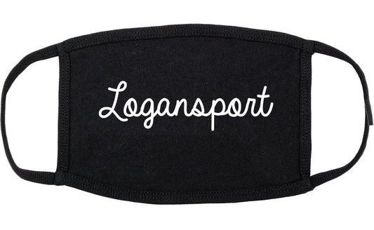 Logansport Indiana IN Script Cotton Face Mask Black