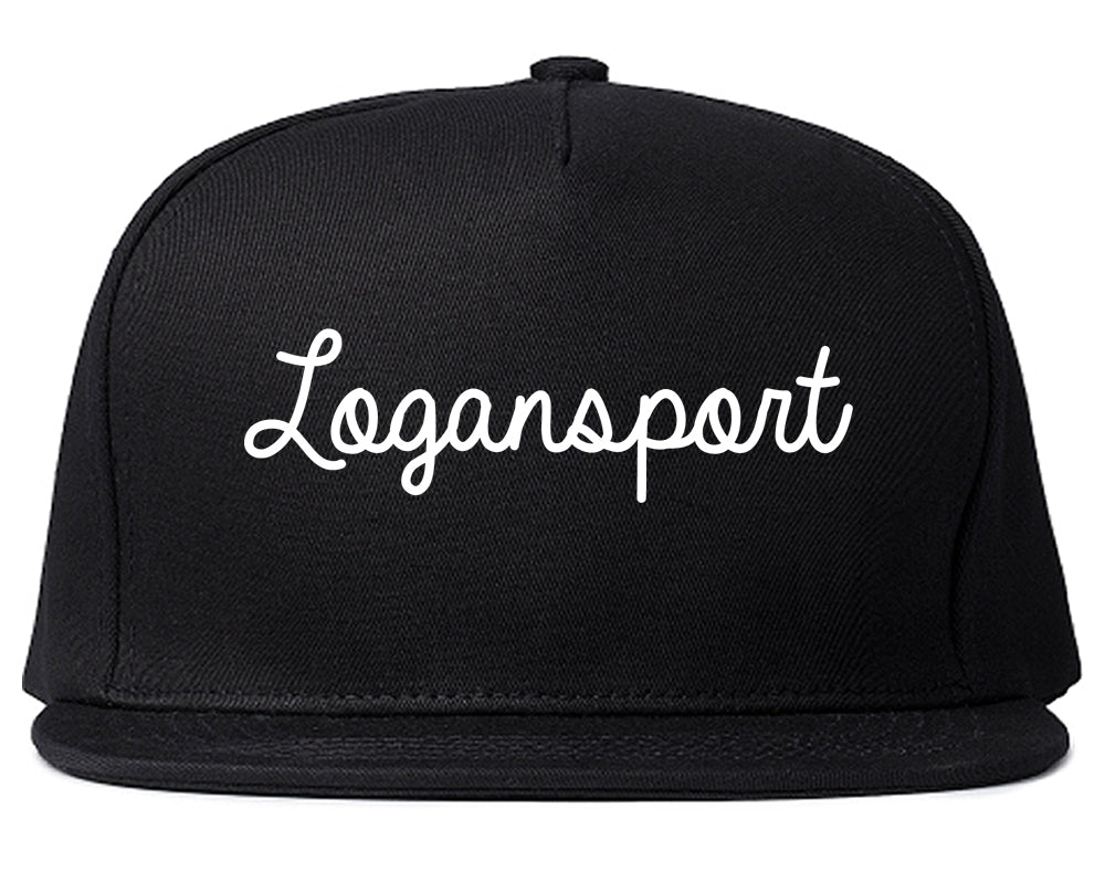 Logansport Indiana IN Script Mens Snapback Hat Black
