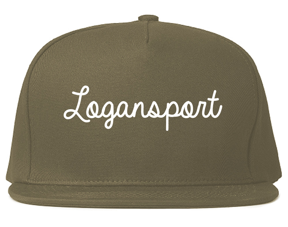 Logansport Indiana IN Script Mens Snapback Hat Grey