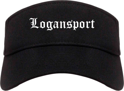 Logansport Indiana IN Old English Mens Visor Cap Hat Black