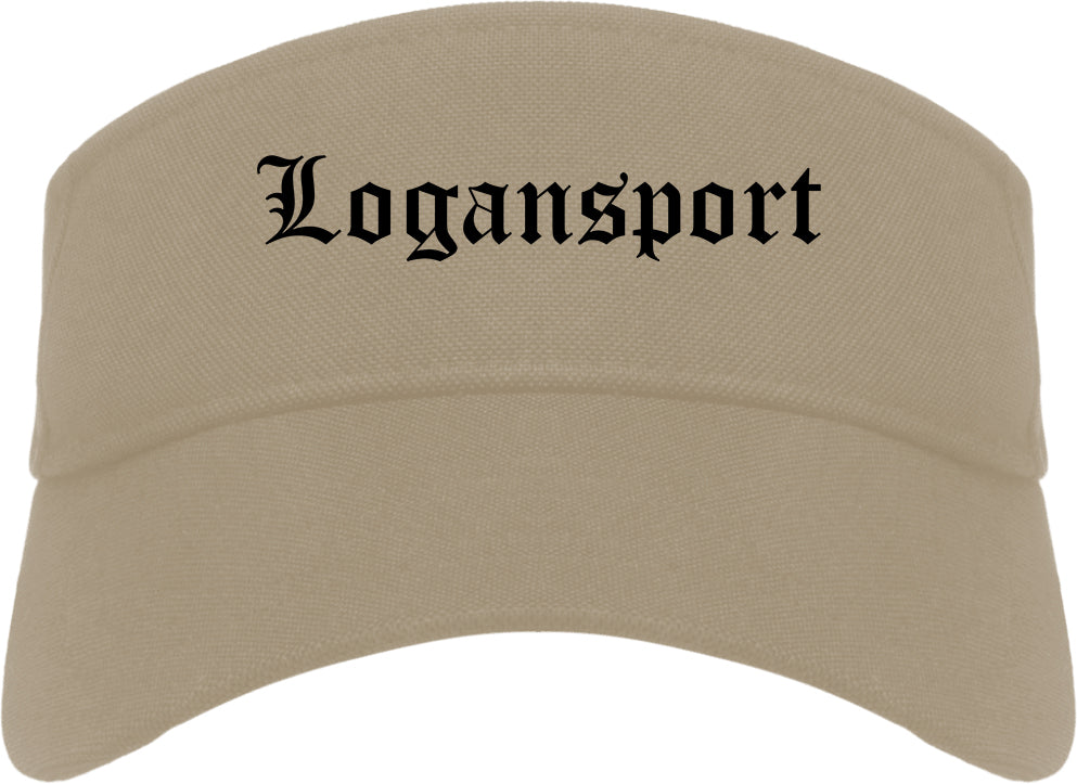 Logansport Indiana IN Old English Mens Visor Cap Hat Khaki