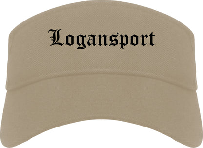 Logansport Indiana IN Old English Mens Visor Cap Hat Khaki