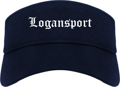 Logansport Indiana IN Old English Mens Visor Cap Hat Navy Blue