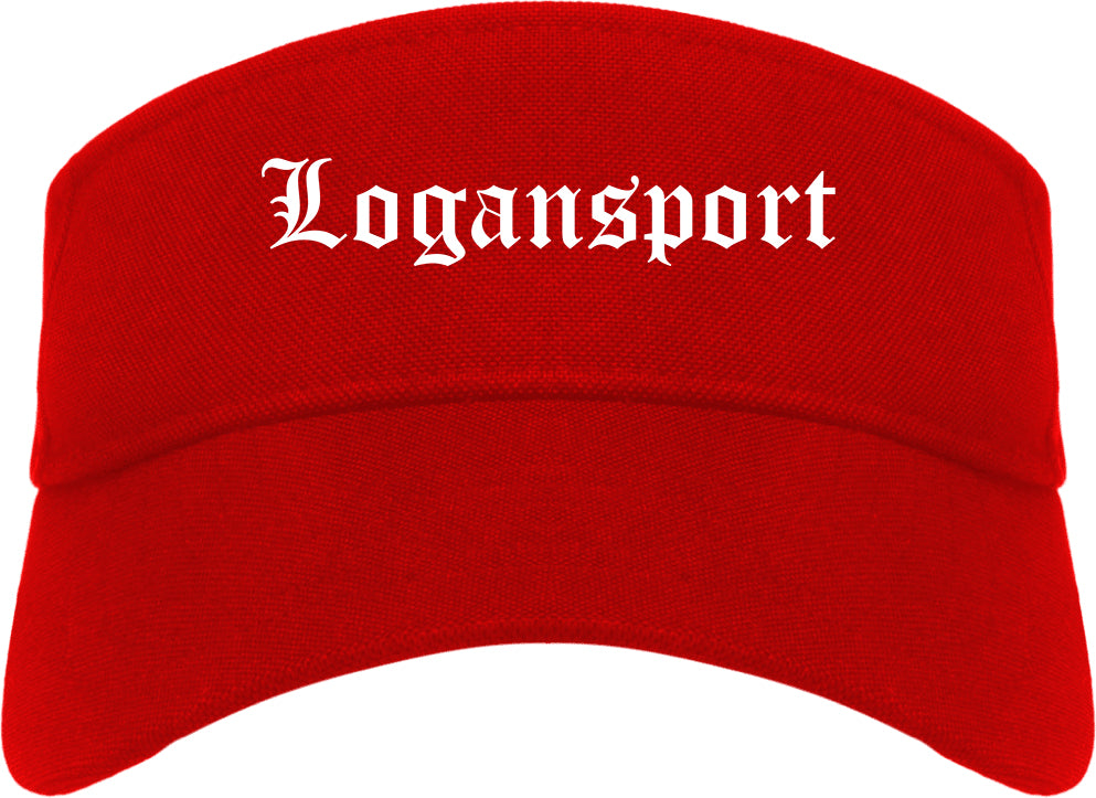 Logansport Indiana IN Old English Mens Visor Cap Hat Red