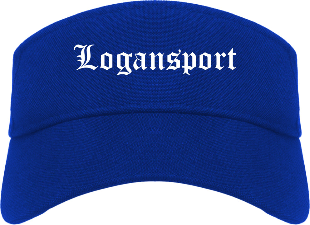 Logansport Indiana IN Old English Mens Visor Cap Hat Royal Blue