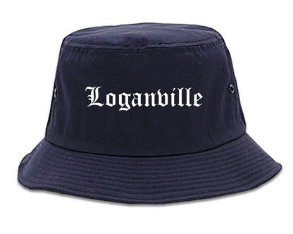 Loganville Georgia GA Old English Mens Bucket Hat Navy Blue