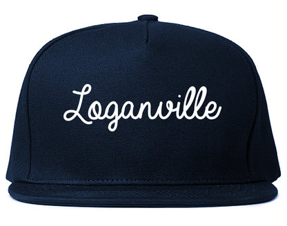 Loganville Georgia GA Script Mens Snapback Hat Navy Blue