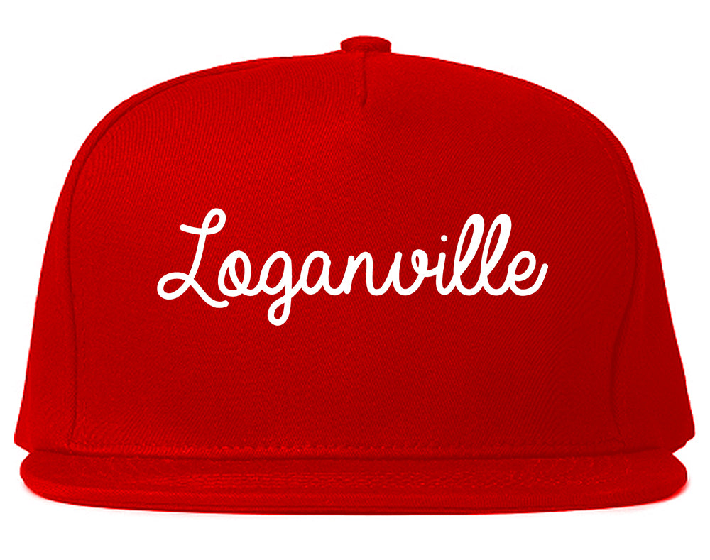 Loganville Georgia GA Script Mens Snapback Hat Red