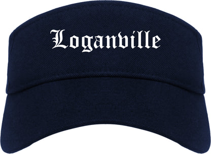 Loganville Georgia GA Old English Mens Visor Cap Hat Navy Blue