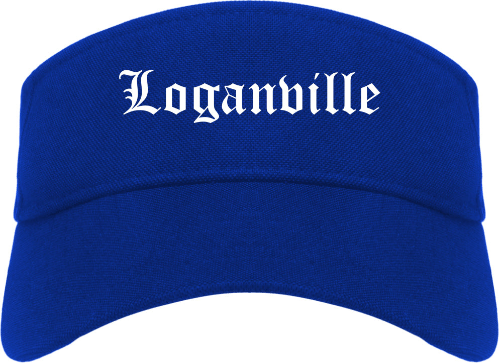 Loganville Georgia GA Old English Mens Visor Cap Hat Royal Blue