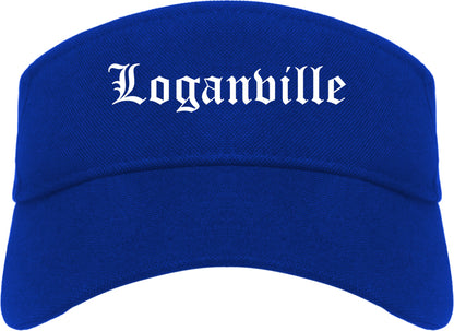 Loganville Georgia GA Old English Mens Visor Cap Hat Royal Blue