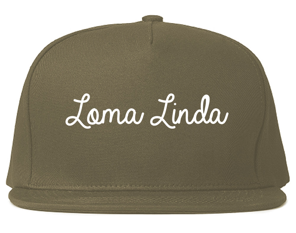 Loma Linda California CA Script Mens Snapback Hat Grey