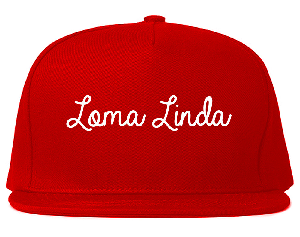 Loma Linda California CA Script Mens Snapback Hat Red