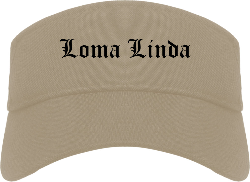 Loma Linda California CA Old English Mens Visor Cap Hat Khaki