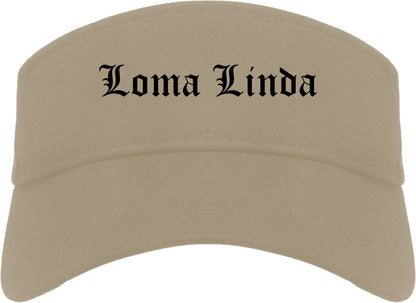 Loma Linda California CA Old English Mens Visor Cap Hat Khaki