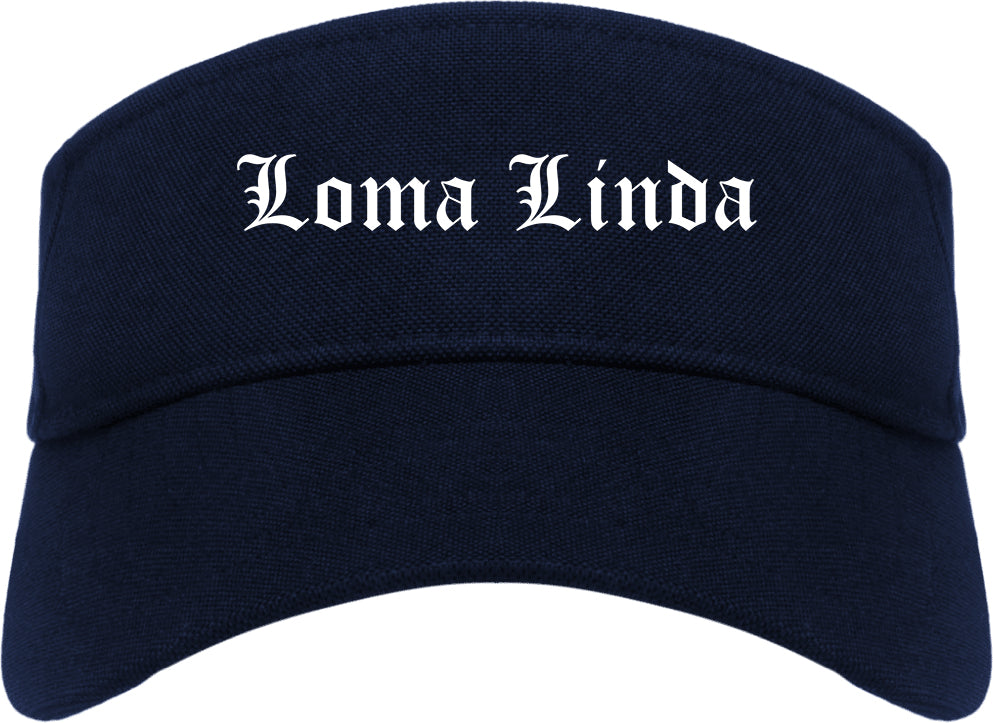 Loma Linda California CA Old English Mens Visor Cap Hat Navy Blue