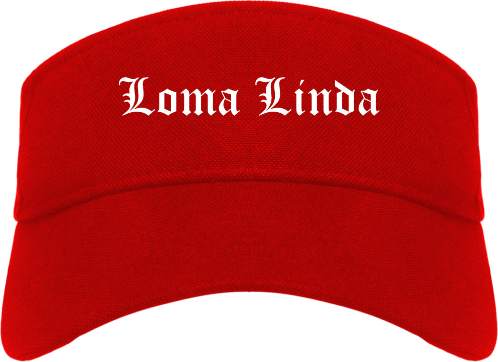 Loma Linda California CA Old English Mens Visor Cap Hat Red