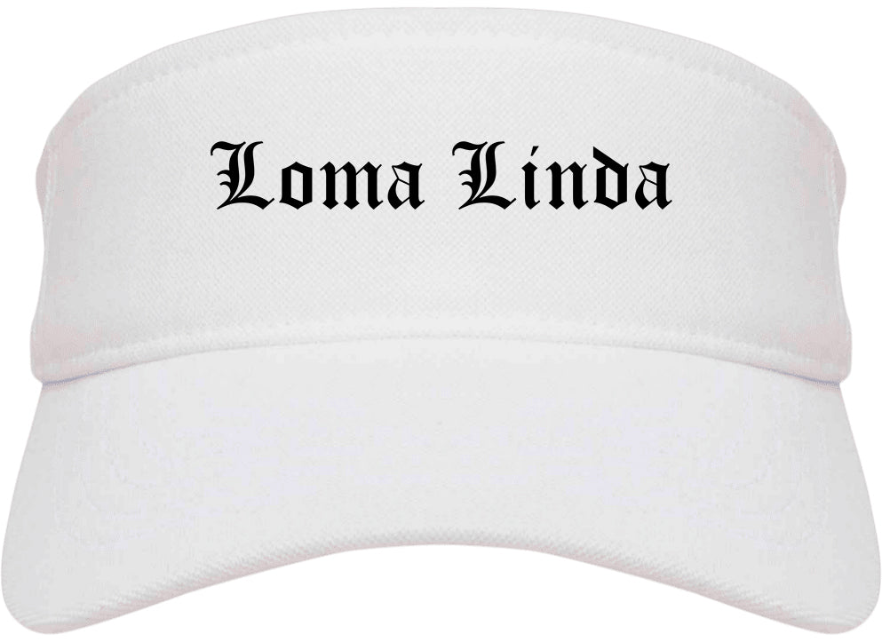 Loma Linda California CA Old English Mens Visor Cap Hat White