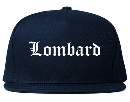 Lombard Illinois IL Old English Mens Snapback Hat Navy Blue