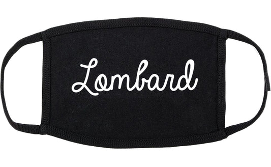 Lombard Illinois IL Script Cotton Face Mask Black