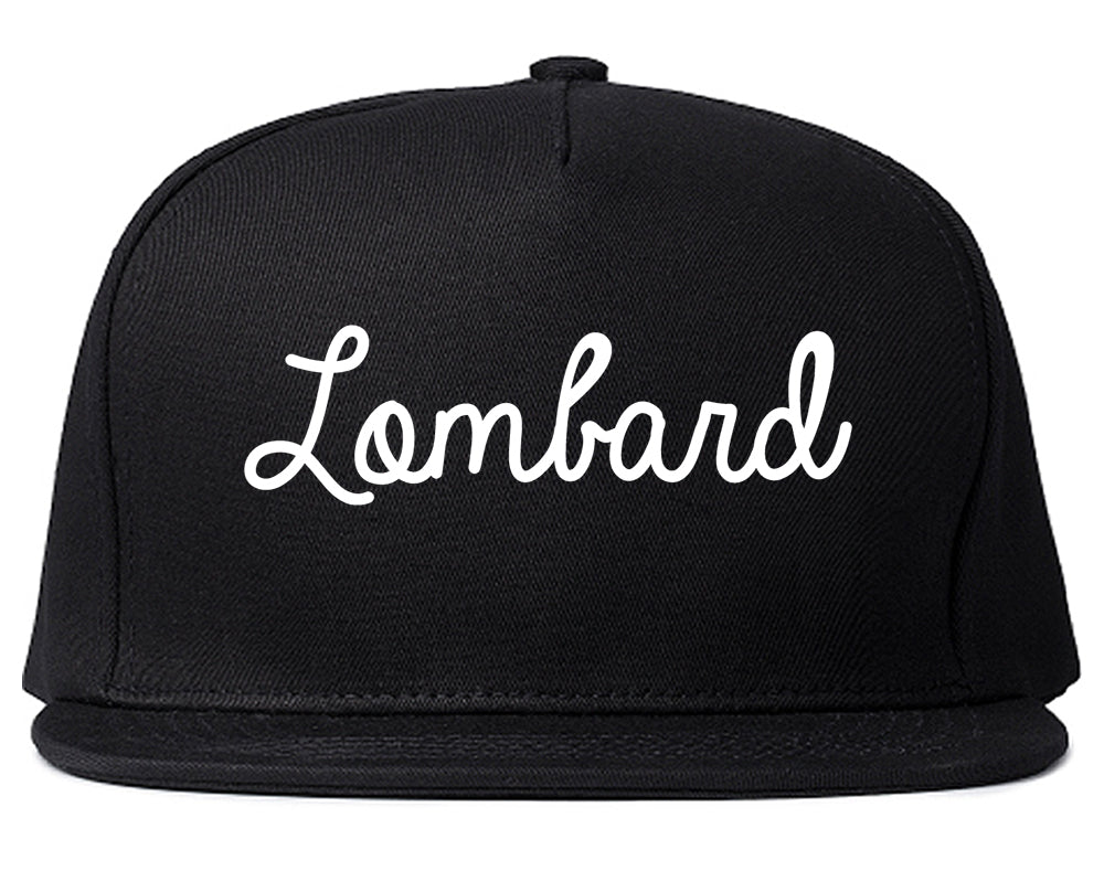 Lombard Illinois IL Script Mens Snapback Hat Black