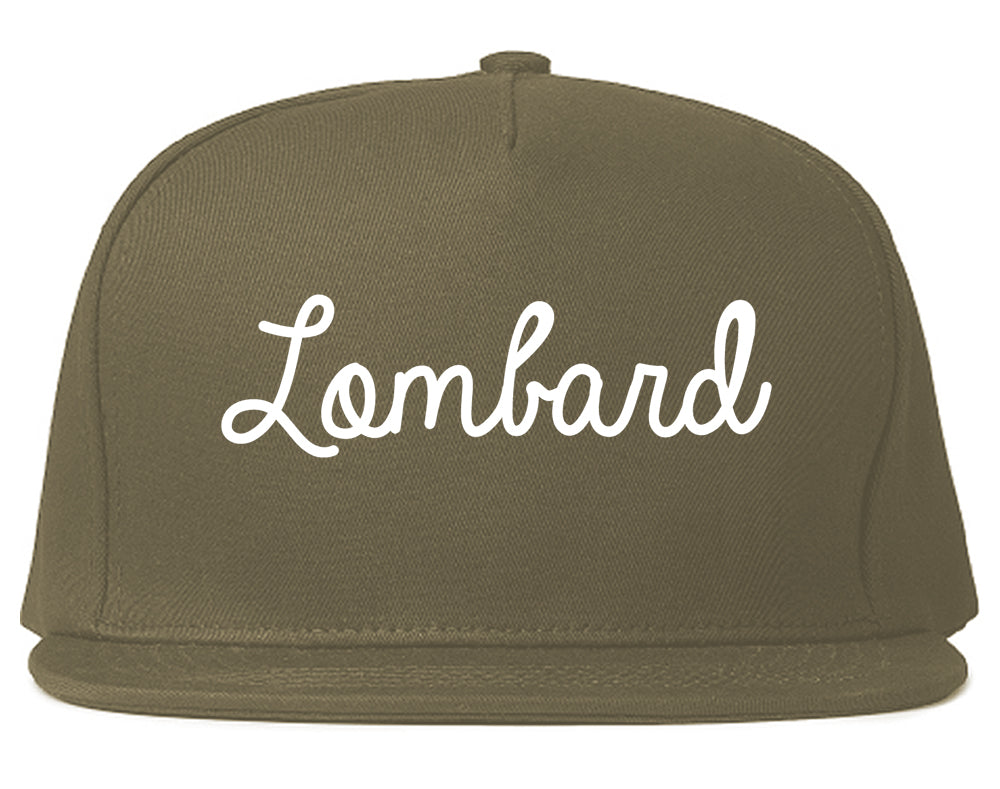 Lombard Illinois IL Script Mens Snapback Hat Grey