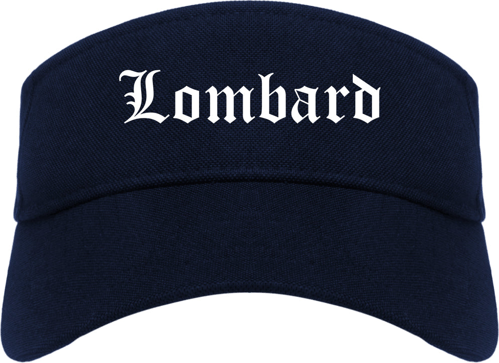Lombard Illinois IL Old English Mens Visor Cap Hat Navy Blue