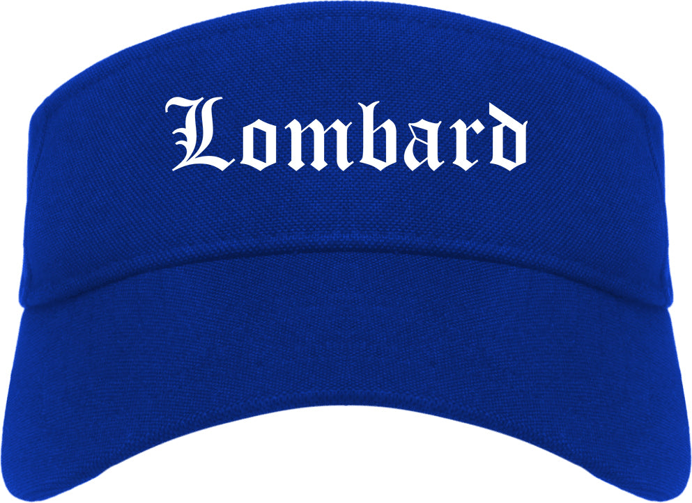 Lombard Illinois IL Old English Mens Visor Cap Hat Royal Blue
