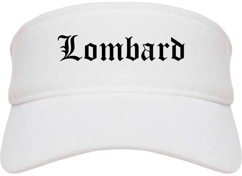Lombard Illinois IL Old English Mens Visor Cap Hat White