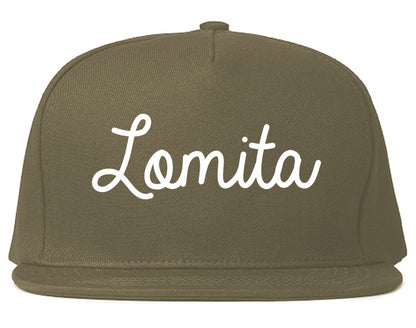 Lomita California CA Script Mens Snapback Hat Grey