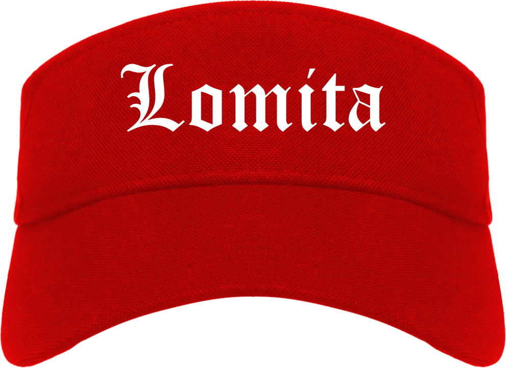 Lomita California CA Old English Mens Visor Cap Hat Red