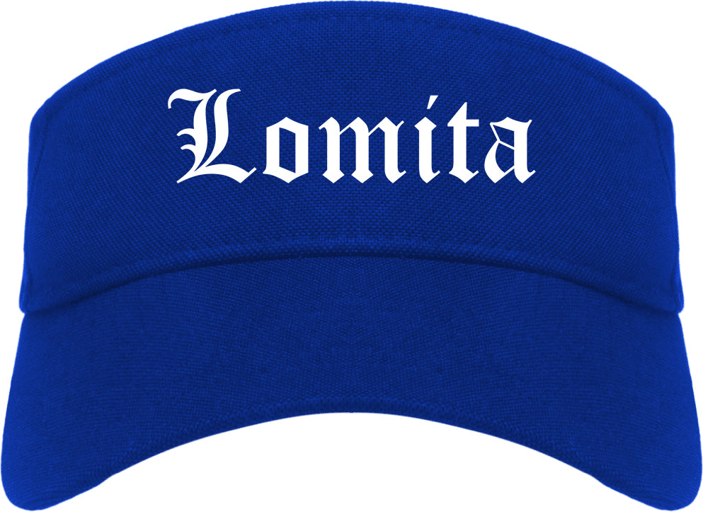 Lomita California CA Old English Mens Visor Cap Hat Royal Blue