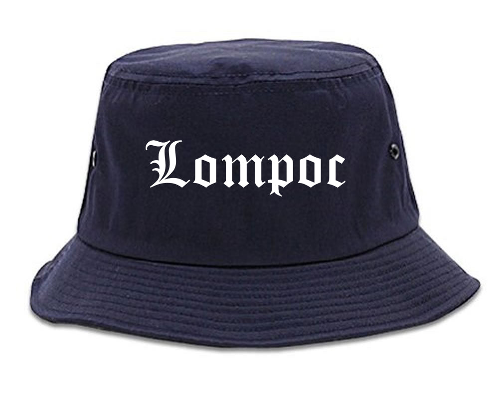 Lompoc California CA Old English Mens Bucket Hat Navy Blue